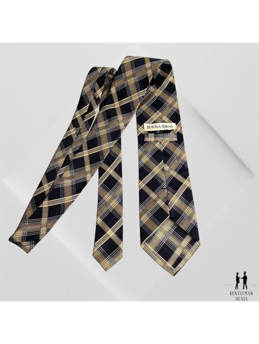 Burma Bibas Silk Mens Neck Tie Woven Tartan Glen Check Plaid  59 x3.3/4